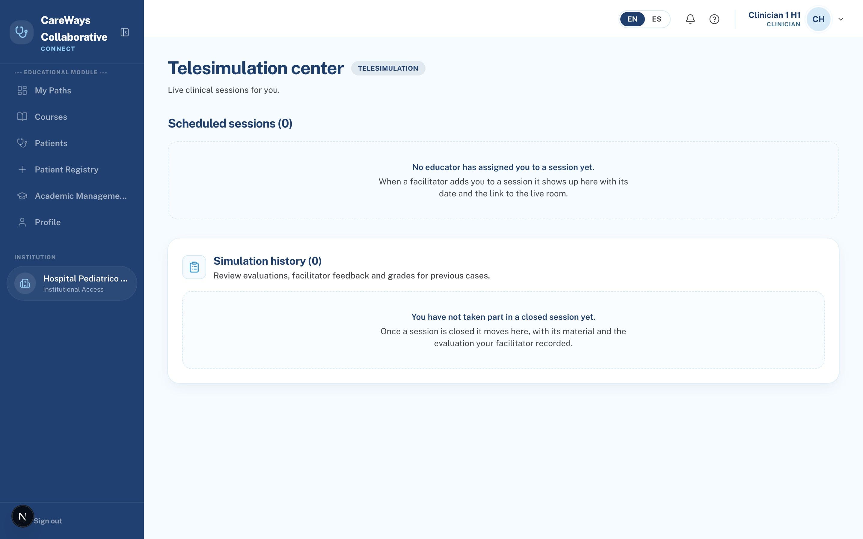 Platform screenshot: Telesimulation